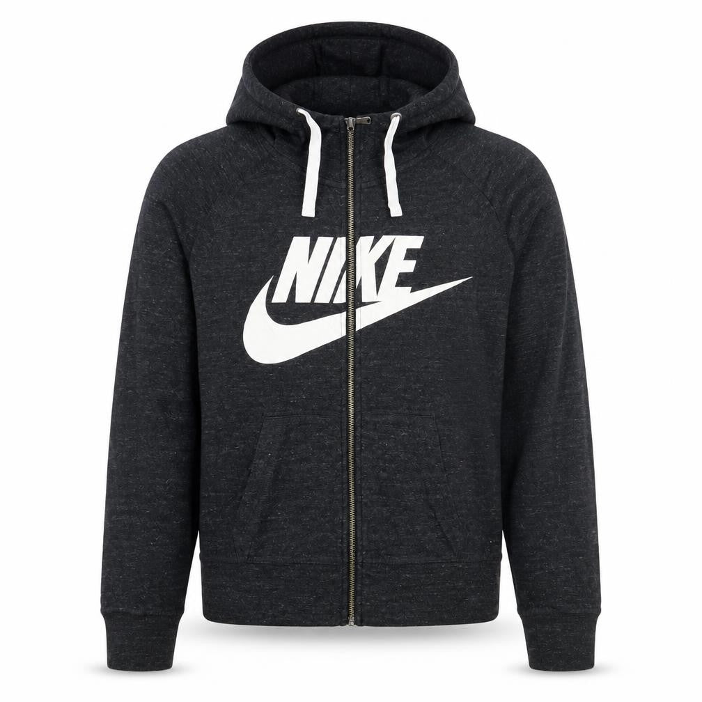 Front view of Nike boys’ black full zip hoodie s - casual style