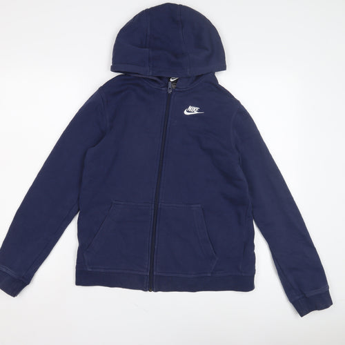 Nike Boys Blue XL Full Zip Hoodie, Sports Logo, Hooded