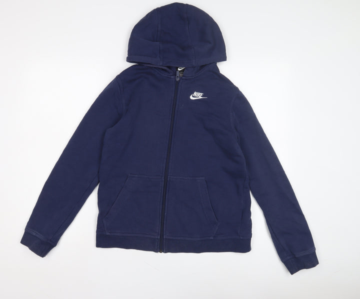 Nike Boys Blue XL Full Zip Hoodie, Sports Logo, Hooded