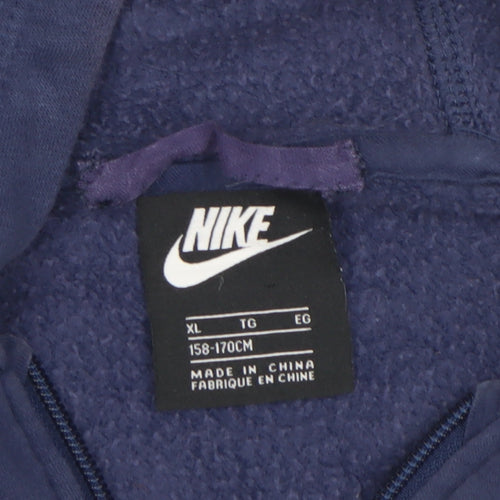 Nike Boys Blue XL Full Zip Hoodie, Sports Logo, Hooded