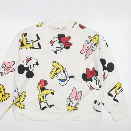 Disney Women's White Cartoon Pullover Sweatshirt Size S