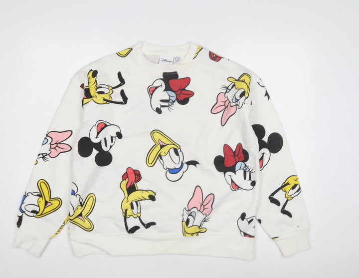 Disney Women's White Cartoon Pullover Sweatshirt Size S