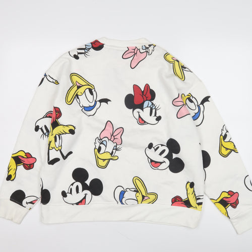Disney Women's White Cartoon Pullover Sweatshirt Size S