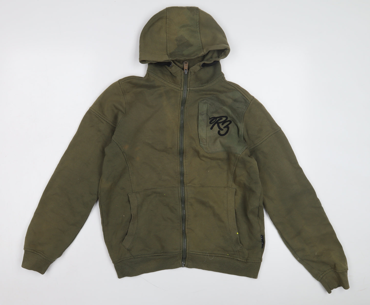 Ripstop Boys Green XL Full Zip Hoodie with Logo