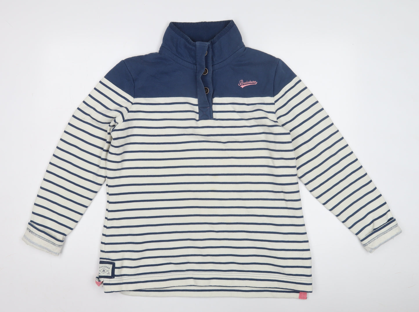 Brakeburn Blue Striped Henley Sweatshirt, Women’s Size 12