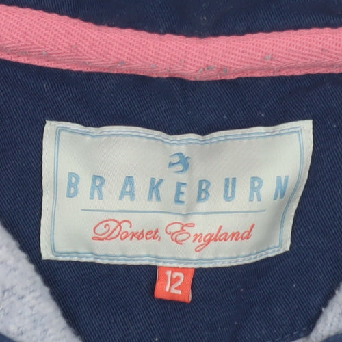 Brakeburn Blue Striped Henley Sweatshirt, Women’s Size 12