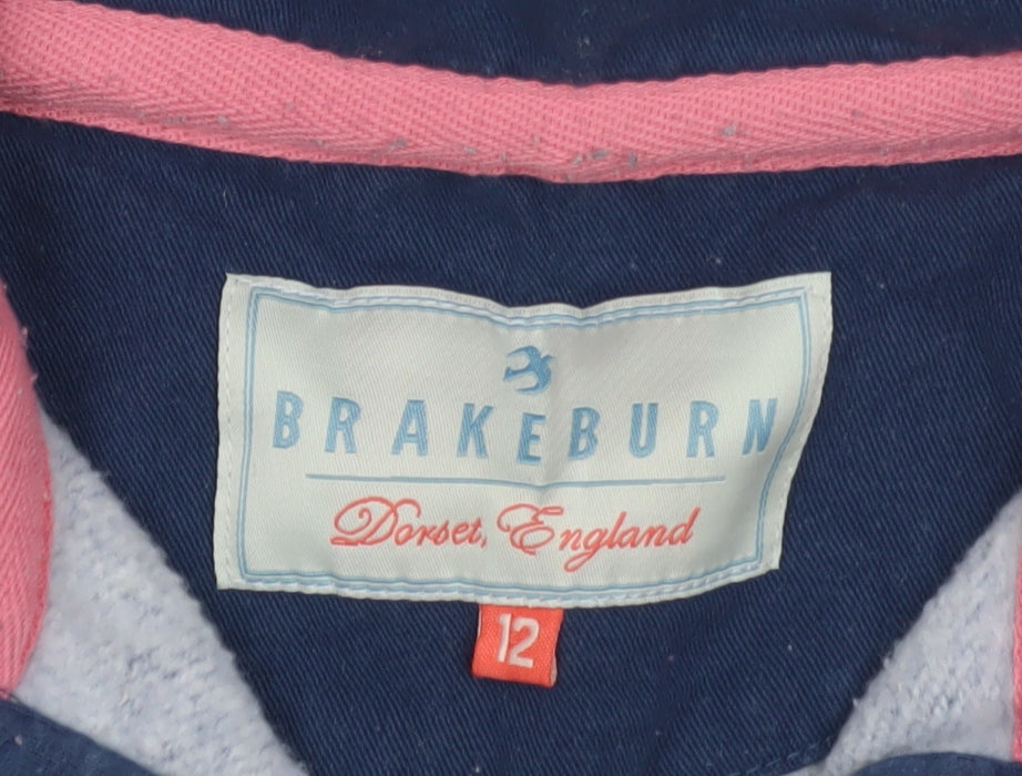 Brakeburn Blue Striped Henley Sweatshirt, Women’s Size 12