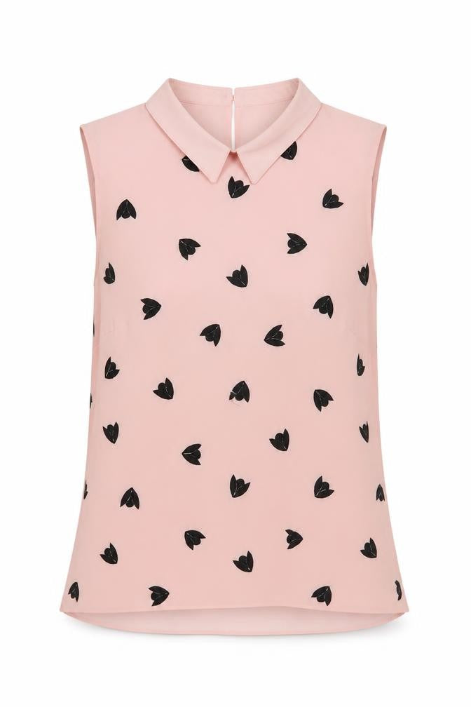 Front view of Principles Pink Collared Sleeveless Blouse -, size 10
