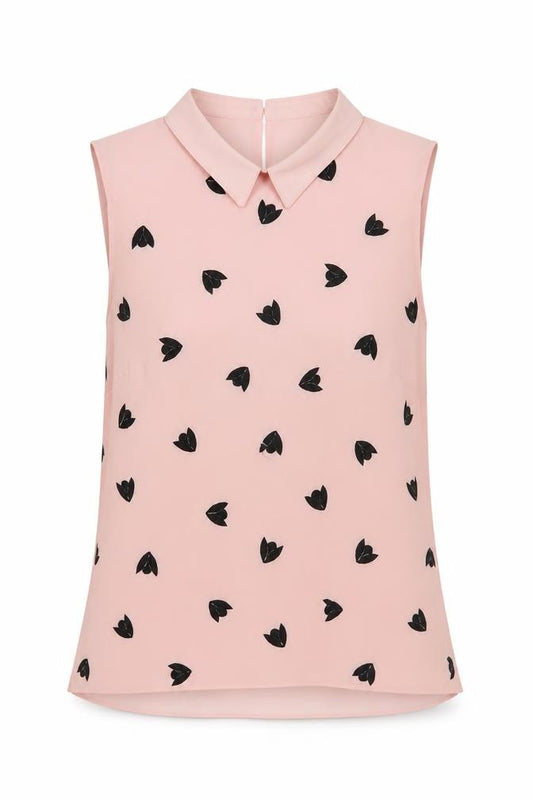 Front view of Principles Pink Collared Sleeveless Blouse -, size 10