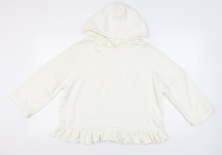 Next Women's Ivory Ruffle Hoodie, Size 10, Casual