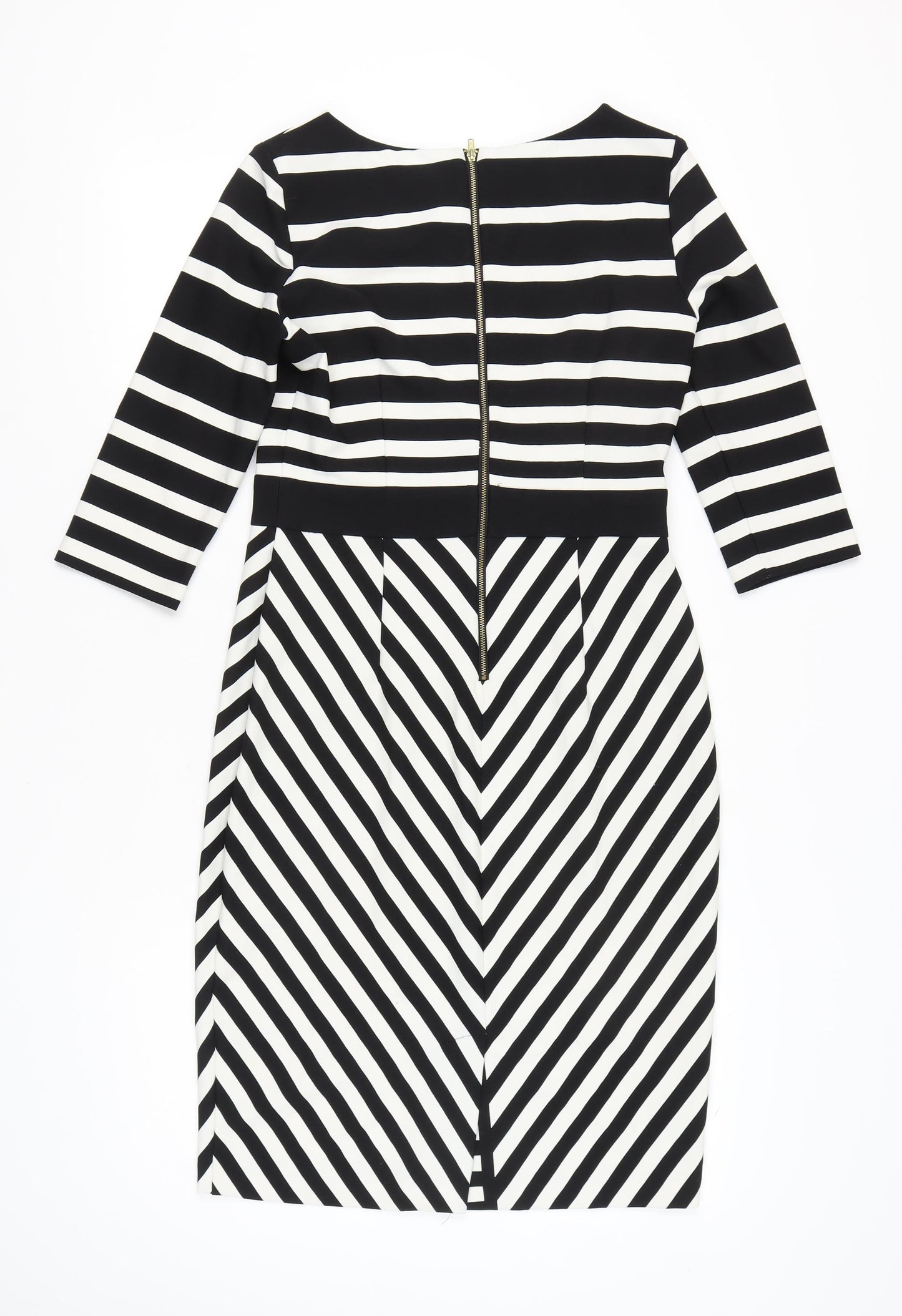 Gabby Skye Women's Black & White Striped Dress, Size 10