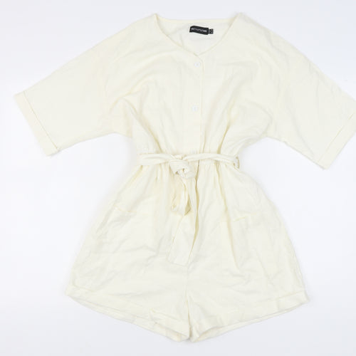 PrettyLittleThing Ivory Women's Playsuit Size 12 Casual Chic