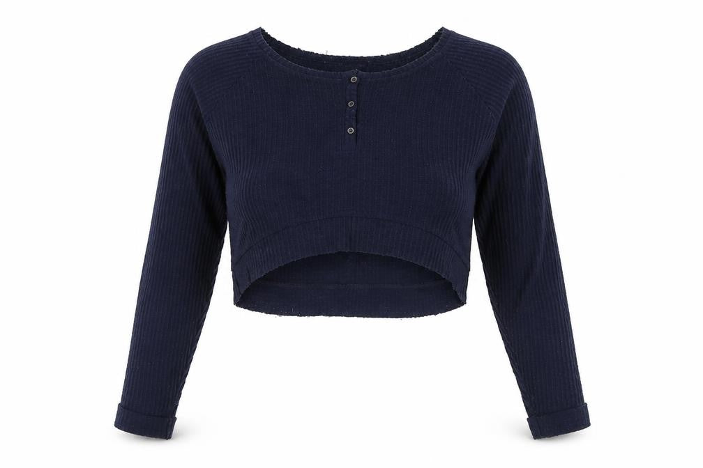 Front view of Urban Outfitters Women's Blue Cropped Blouse, size S