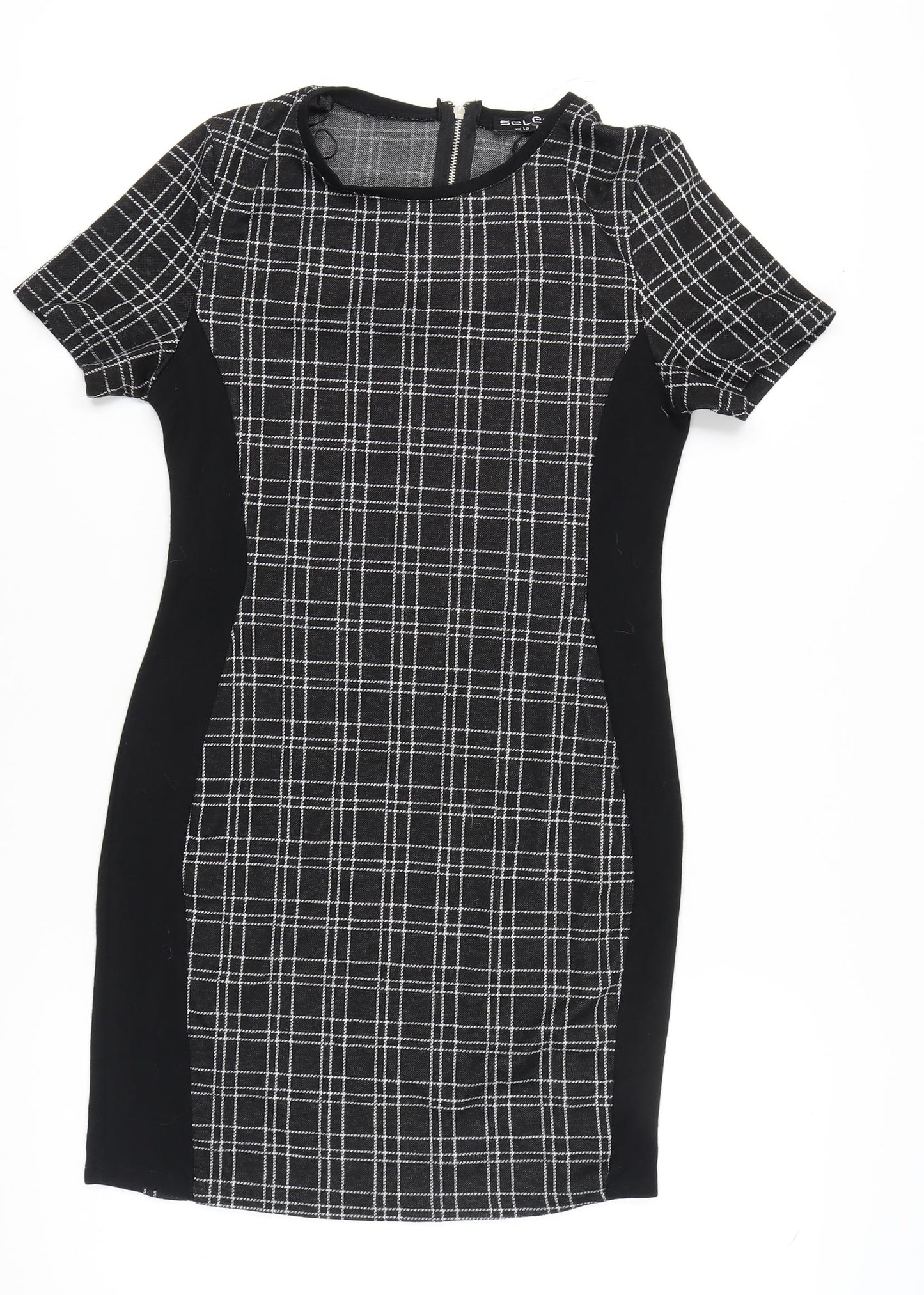 Select Women's Black Check Sheath Dress Size 12