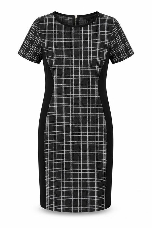 Front view of Select Women's Black Check Sheath Dress, size 12