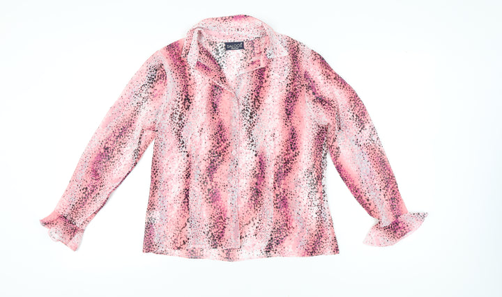 Saloos Women's Pink Animal Print Blouse Size 14