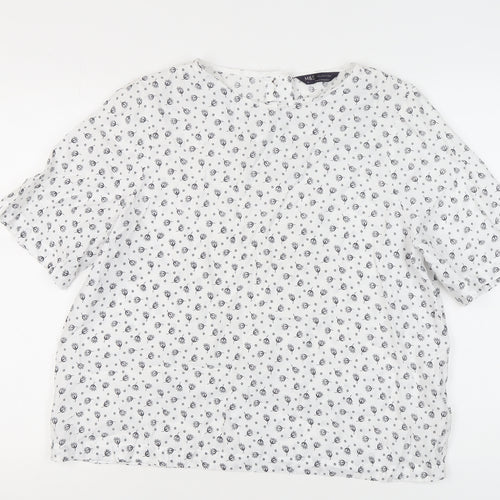 Marks and Spencer Women's White Floral Blouse Size 16