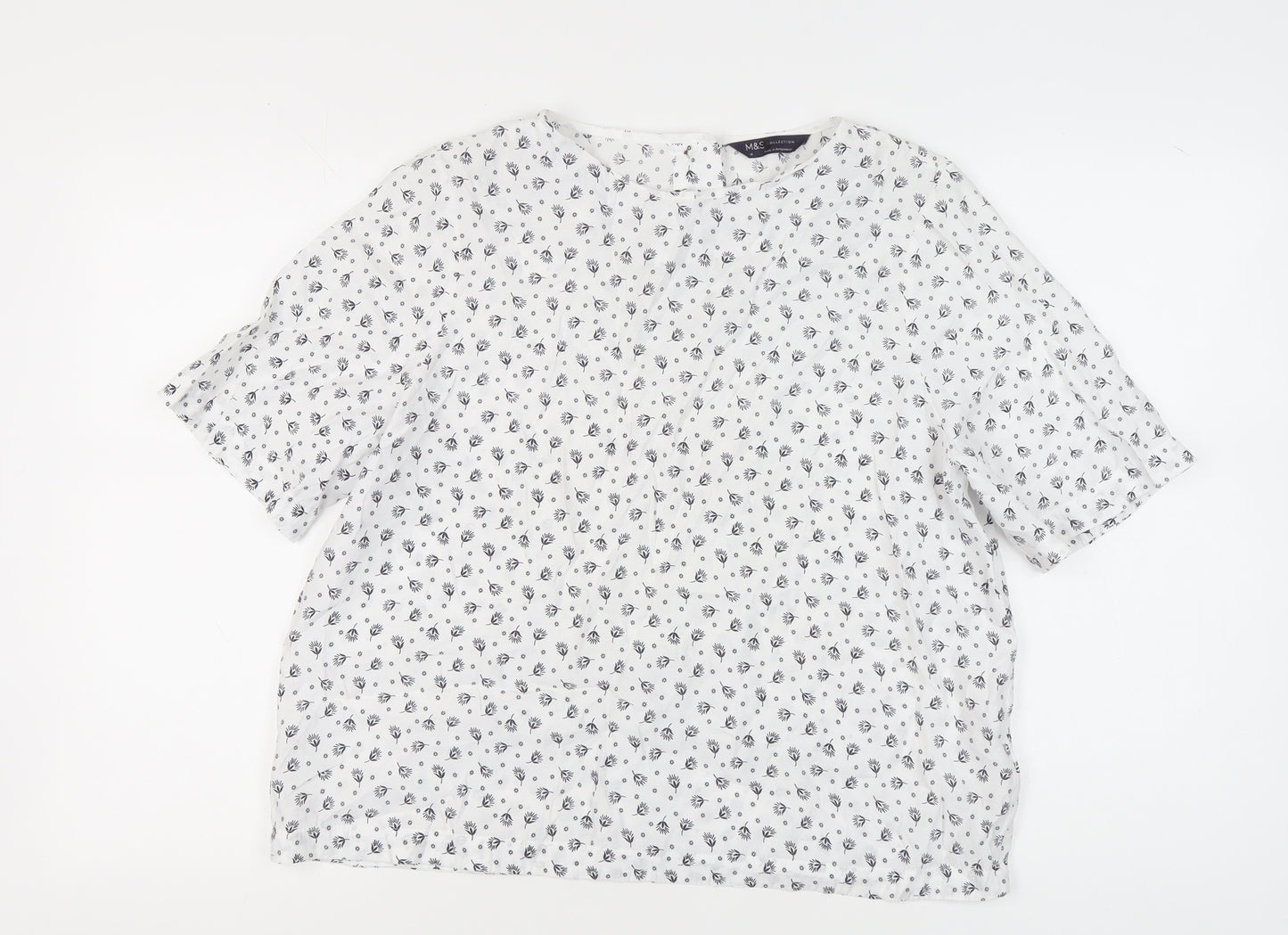 Marks and Spencer Women's White Floral Blouse Size 16