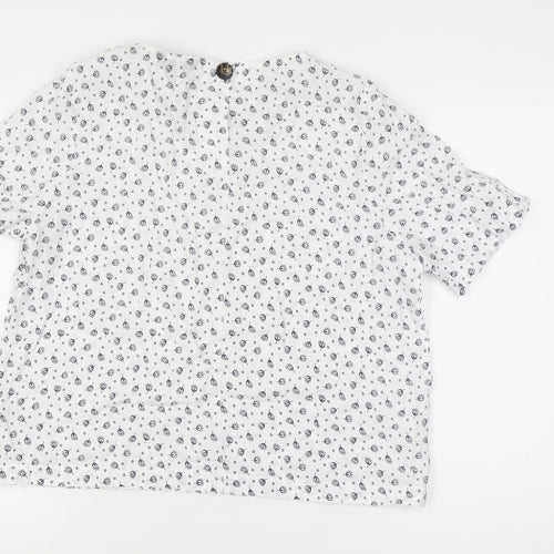 Marks and Spencer Women's White Floral Blouse Size 16