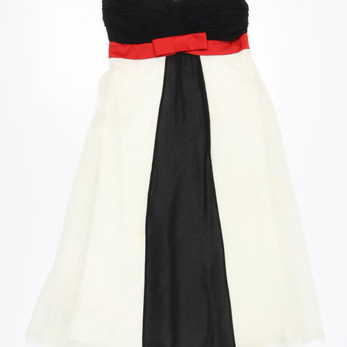 début Women's Black Red Ivory A-Line Midi Dress