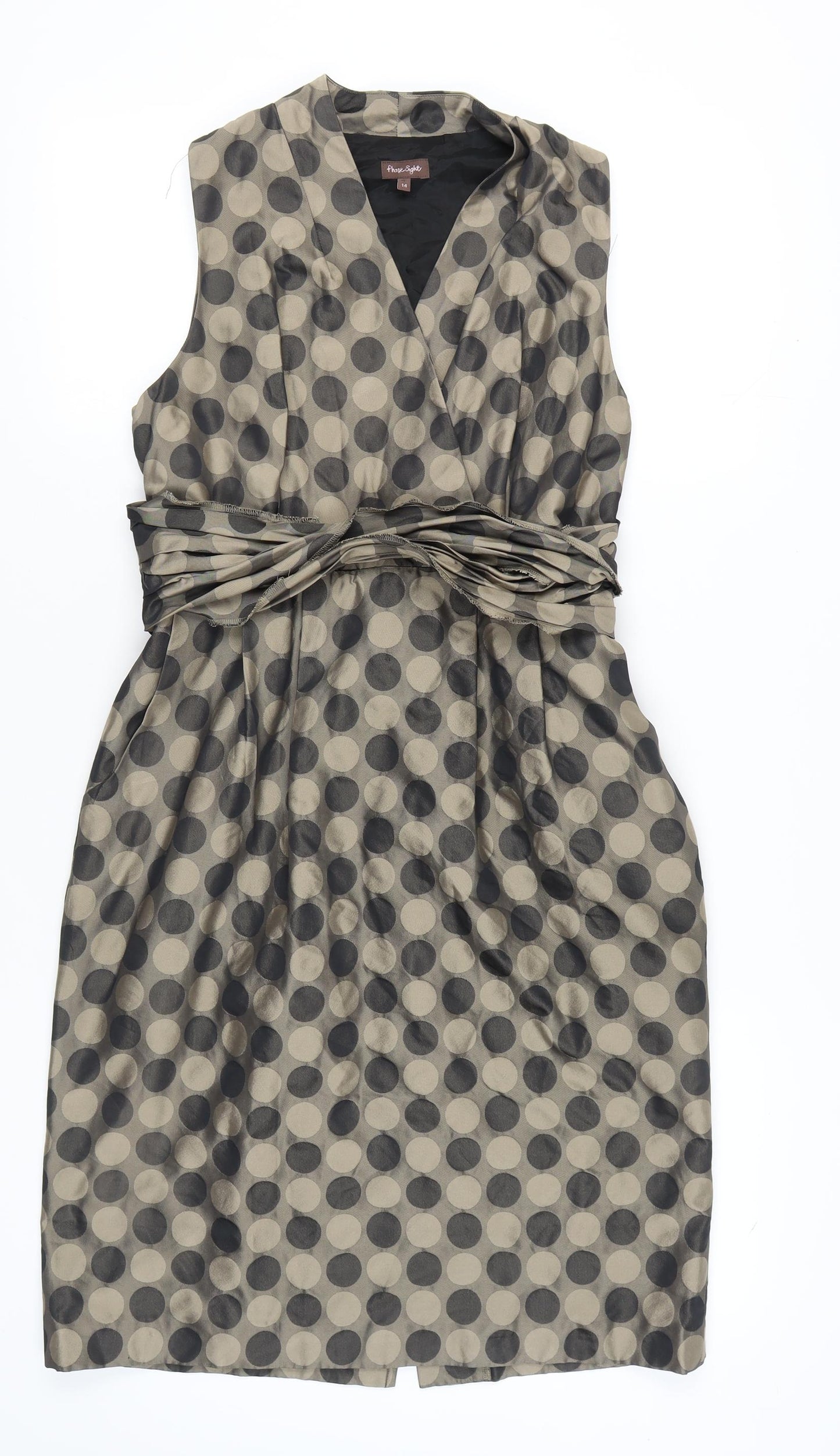 Phase Eight Women's Beige Polka Dot Dress Size 14