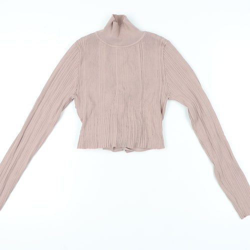 Zara Women's Beige Cropped Knit Top M
