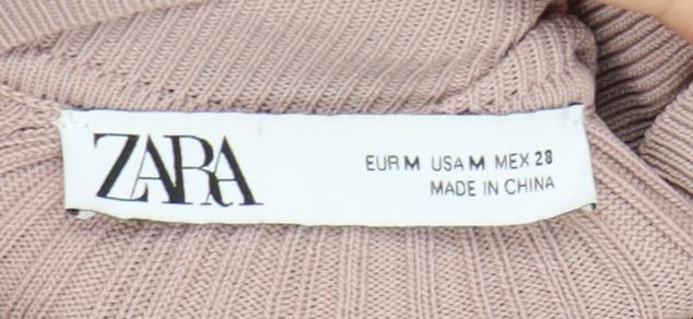 Zara Women's Beige Cropped Knit Top M