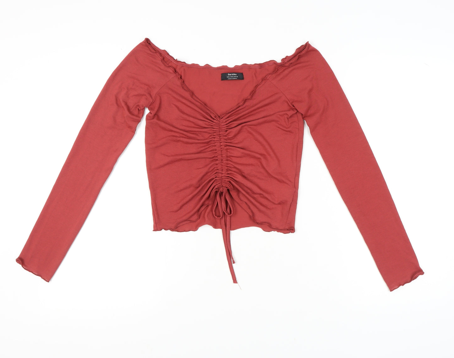 Bershka Women's Red Cropped Blouse, Size 14, Elegant
