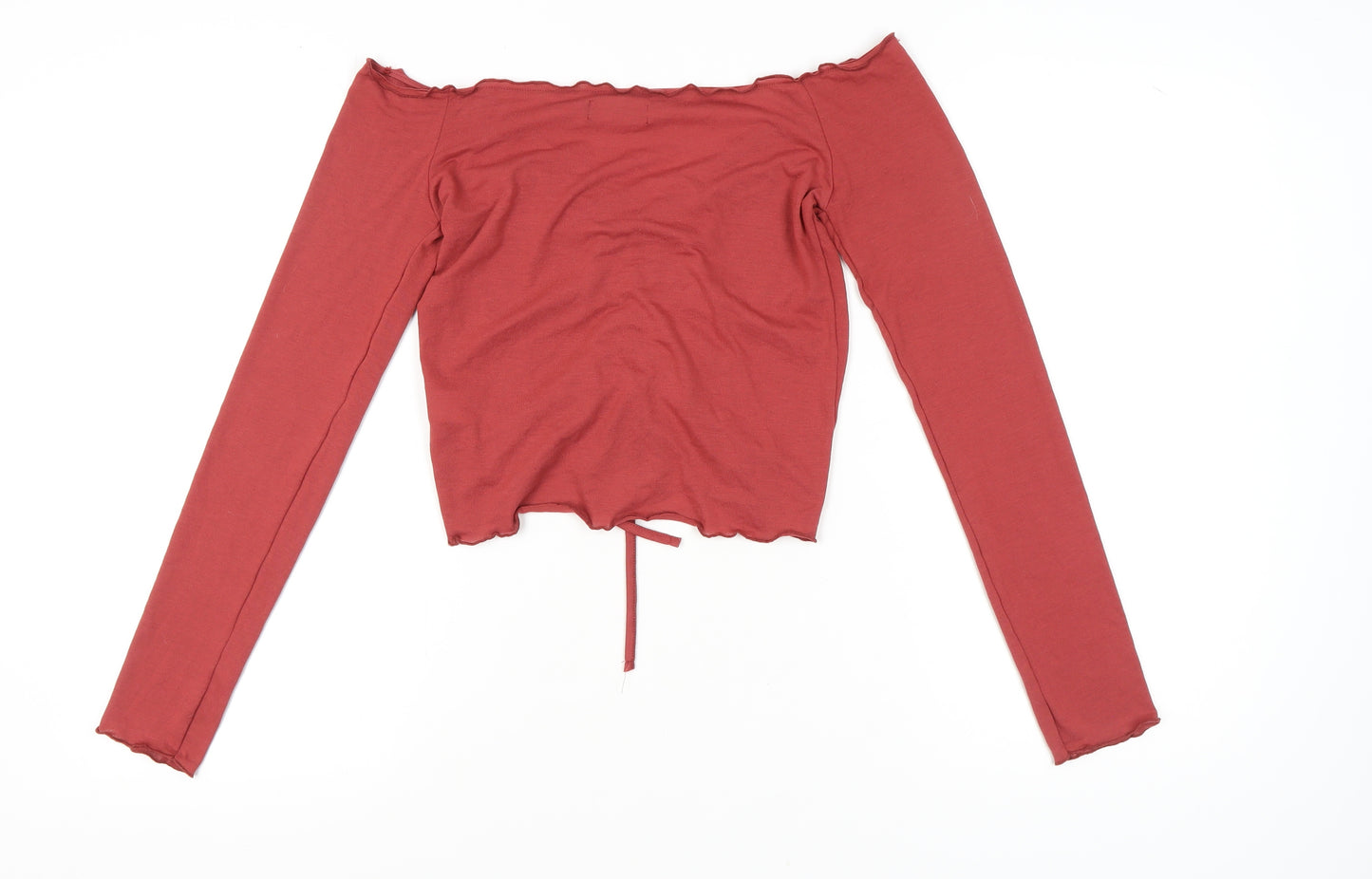 Bershka Women's Red Cropped Blouse, Size 14, Elegant
