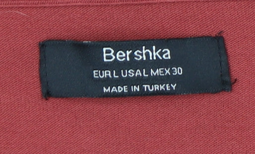 Bershka Women's Red Cropped Blouse, Size 14, Elegant