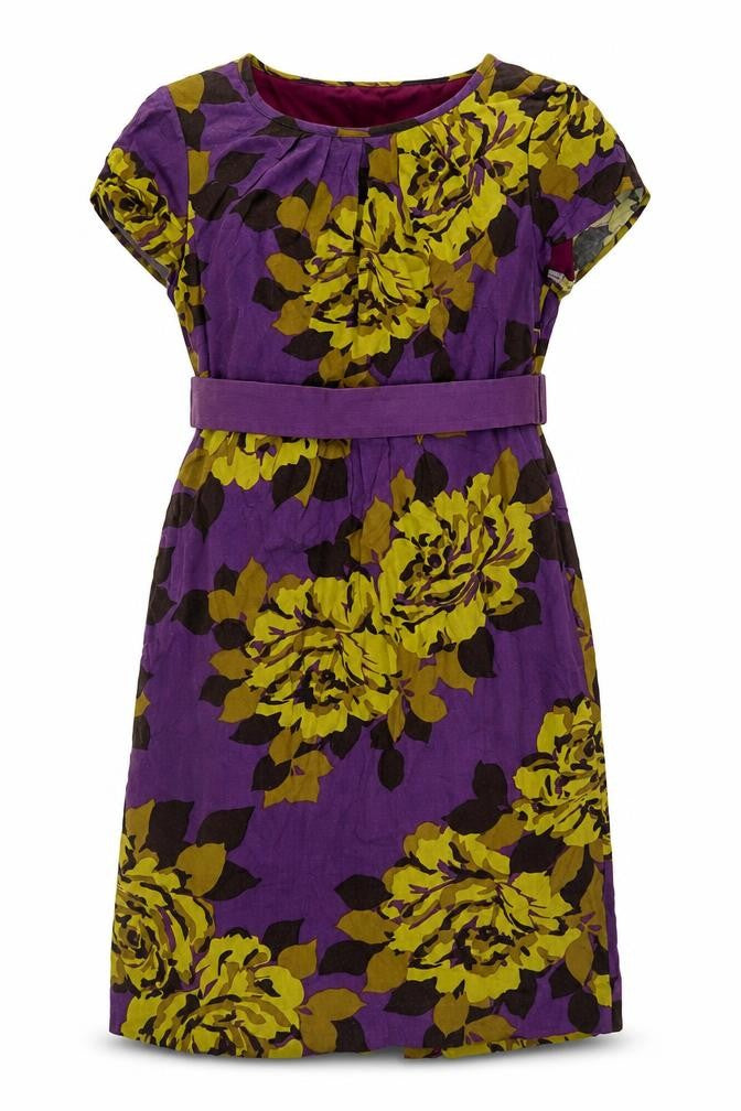 Boden Women's Purple Floral Dress, Size 12, Excellent