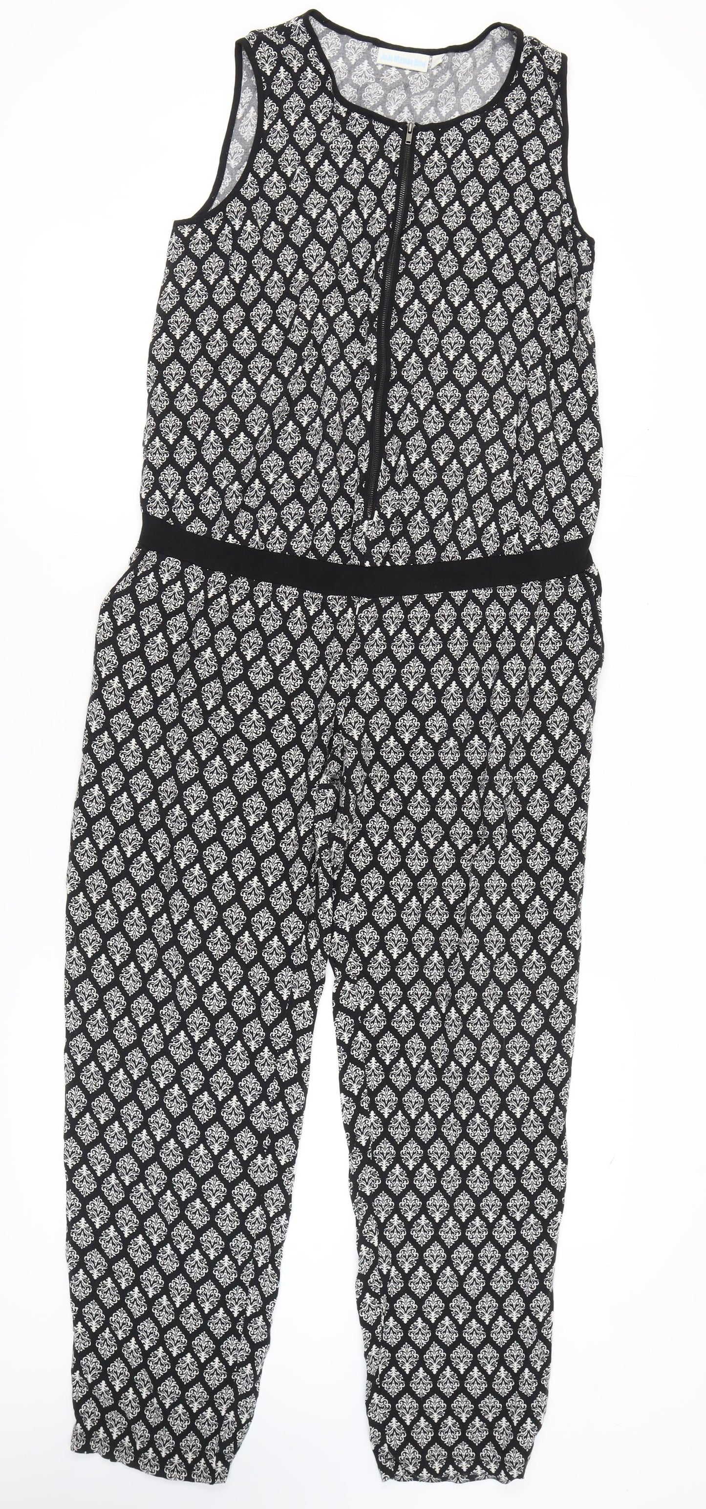 JoJo Maman Bébé Women's Black S Jumpsuit Geometric Sleeveless