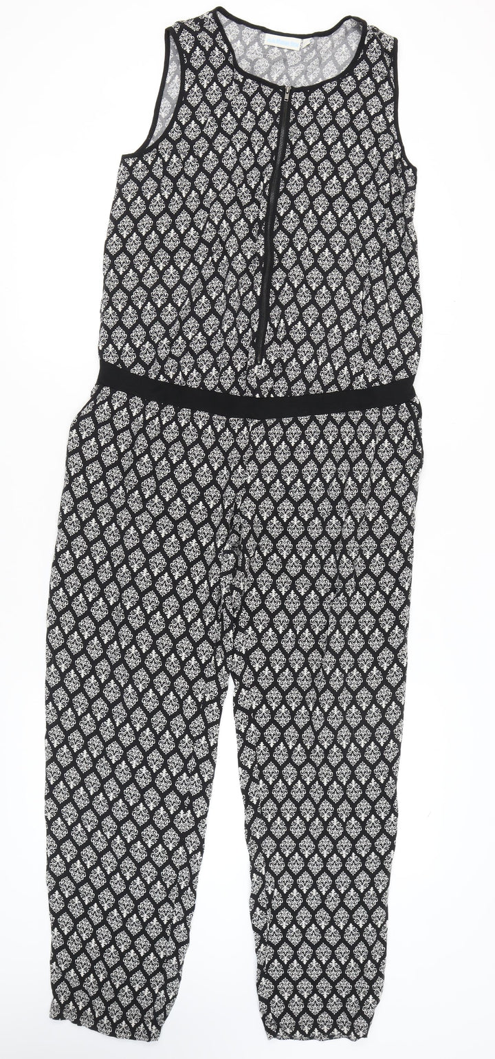 JoJo Maman Bébé Women's Black S Jumpsuit Geometric Sleeveless