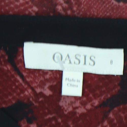 Oasis Women's Red Button-Up Animal Print Shirt