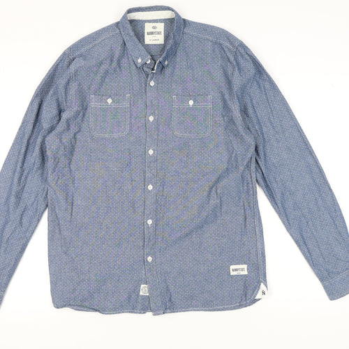 Nanny State Men's Blue Polka Dot Button-Up Shirt XL