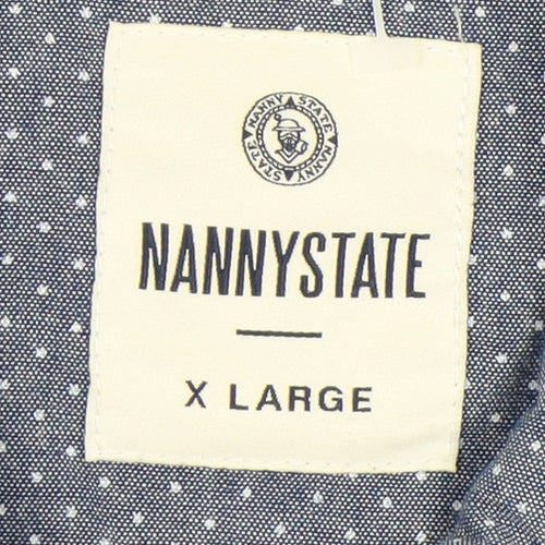 Nanny State Men's Blue Polka Dot Button-Up Shirt XL