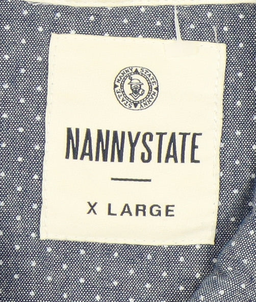 Nanny State Men's Blue Polka Dot Button-Up Shirt XL