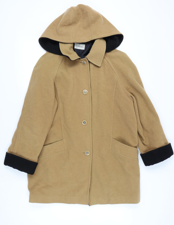 Astraka Women's Beige Hooded Overcoat Size 16