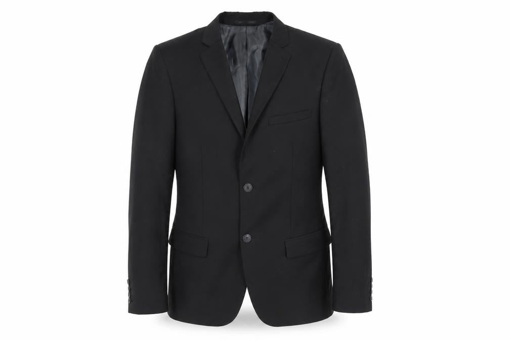 Front view of Topman Men's Black Slim Fit Blazer, size 36L