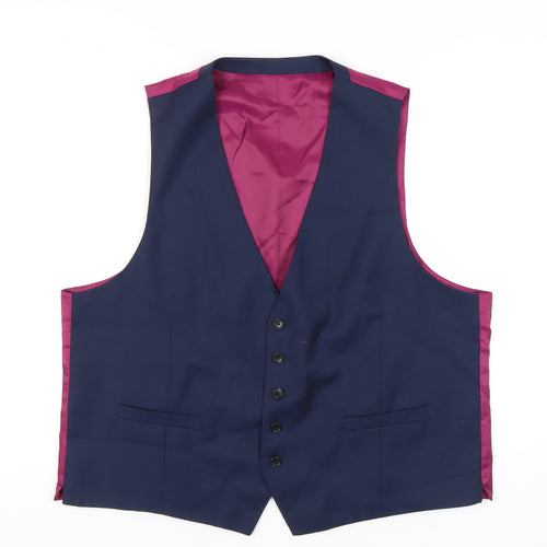 Savoy Taylors Guild Men's Blue Wool Waistcoat, Size 48R