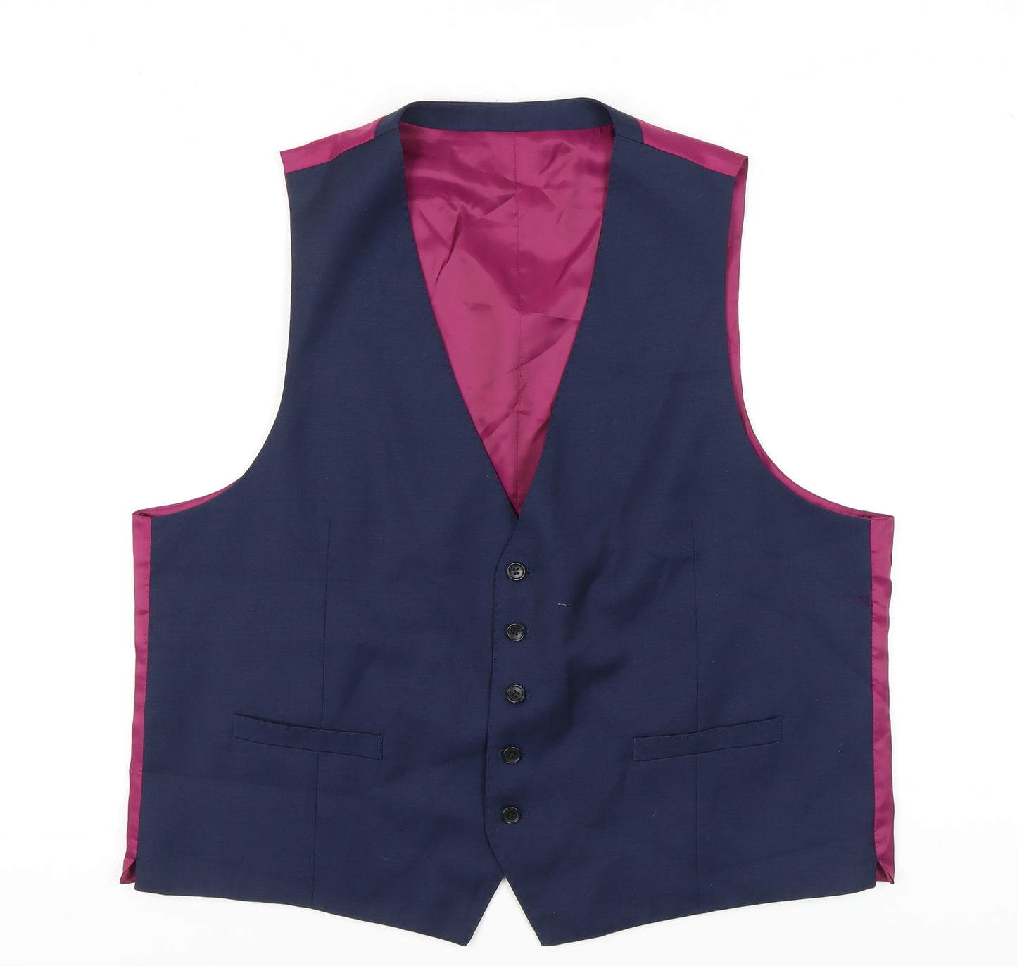 Savoy Taylors Guild Men's Blue Wool Waistcoat, Size 48R