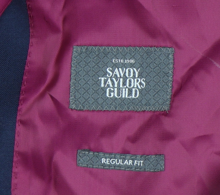 Savoy Taylors Guild Men's Blue Wool Waistcoat, Size 48R