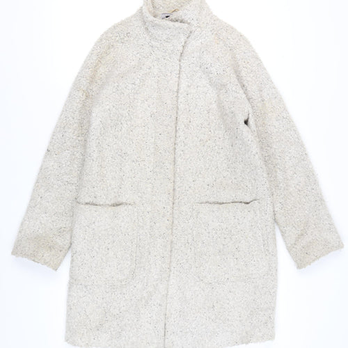 Betty Jackson Black Women's Ivory Wool Mid-Length Coat