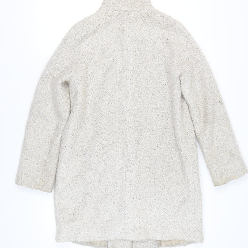 Betty Jackson Black Women's Ivory Wool Mid-Length Coat