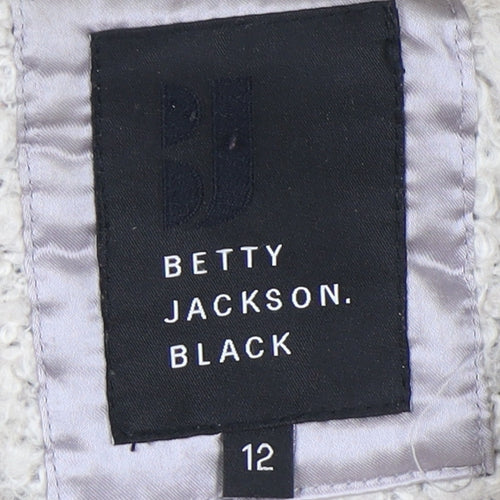 Betty Jackson Black Women's Ivory Wool Mid-Length Coat