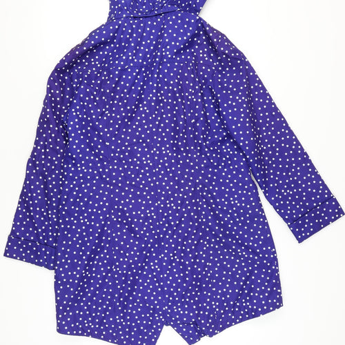 Finesse Women's Blue Polka Dot Hooded Rain Coat Size 14
