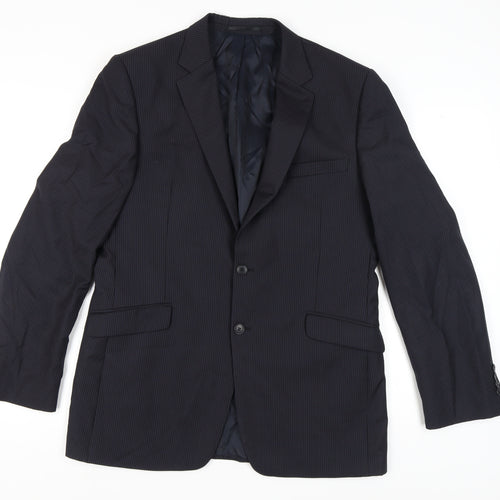 John Lewis Men's Black Long Blazer, 42L Wool Jacket