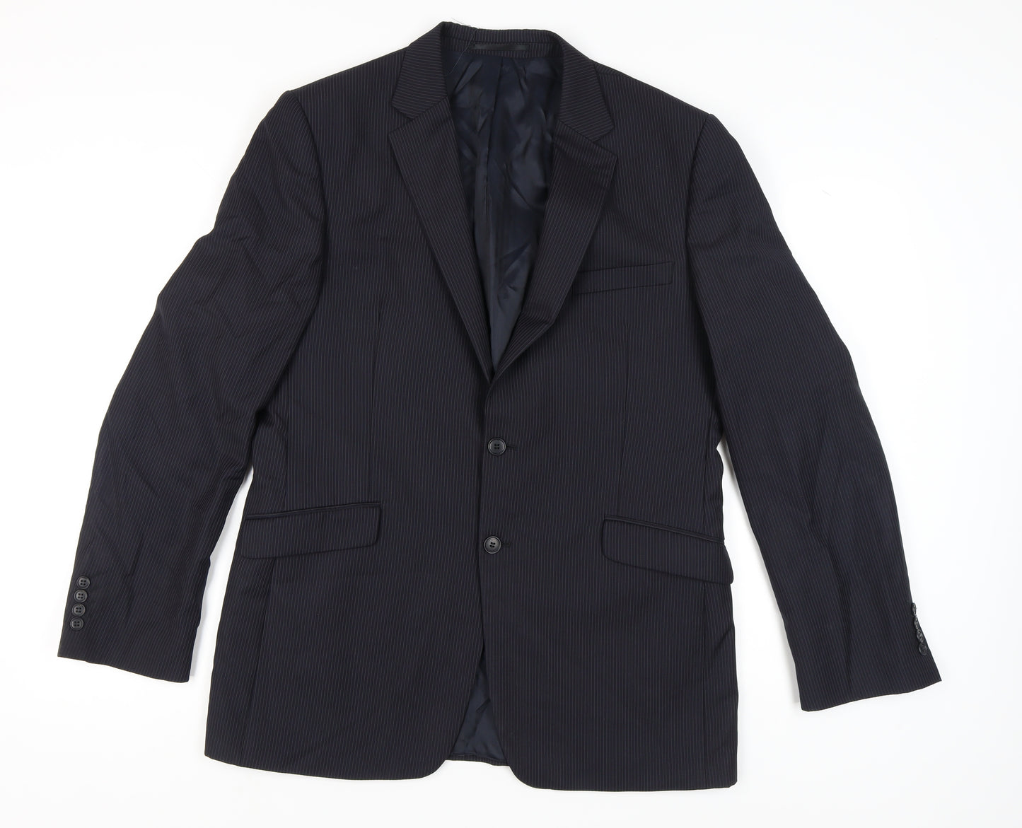 John Lewis Men's Black Long Blazer, 42L Wool Jacket