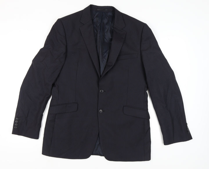 John Lewis Men's Black Long Blazer, 42L Wool Jacket