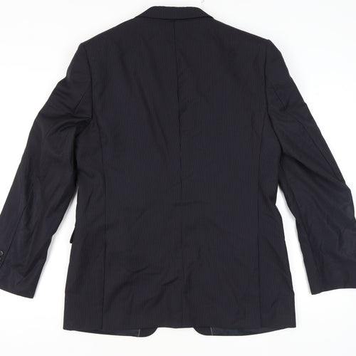 John Lewis Men's Black Long Blazer, 42L Wool Jacket
